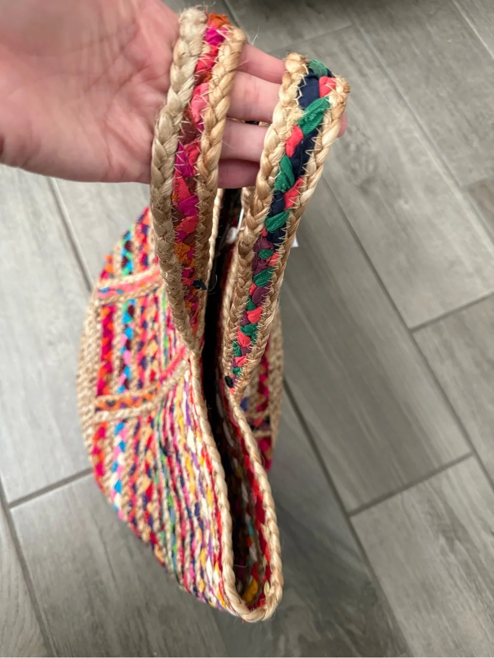 Shiraleah Colorful Striped Braided Jute Raffia Summer Vacation Tote NWT